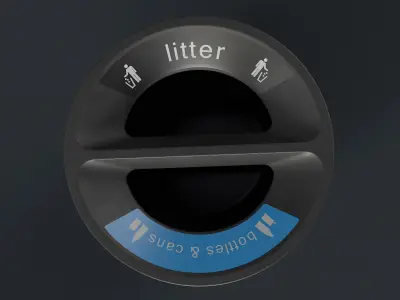 Street Trash Can 24 PBR Game Ready Low-poly 3D model