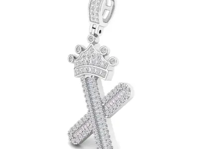 Crown Initial  X  Letter Pendant 3D print model