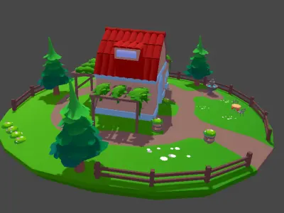 Stylized House  Low-poly 3D model