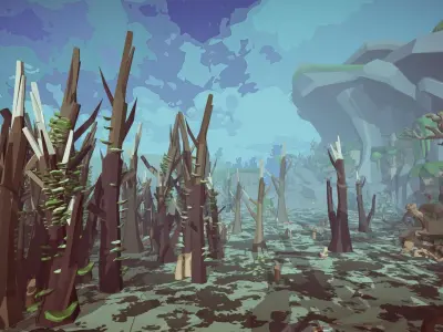 Stylized Swamp art game Unity asset pack  Low-poly 3D model
