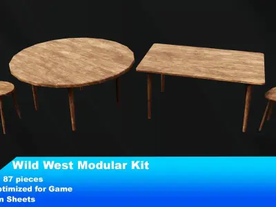 Wild west Modular Kit Low-poly 3D model