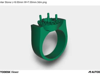 Men Ring with Oval Stone 3D print model