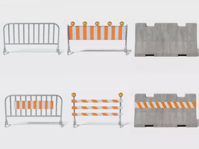 Street barriers Low-poly 3D model