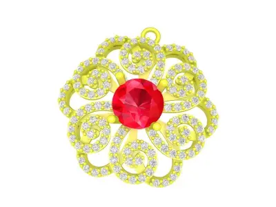 Floral Halo Gemstone Pendant 4953 3D print model