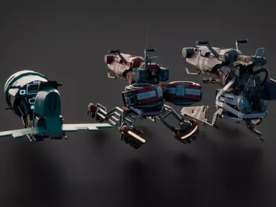Sci-Fi Hover Bikes Pack - Production Ready 3D model