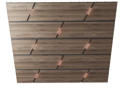 Wooden suspended ceiling with lighting 54 3D model