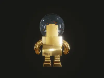 Golden robot 3D model purchase