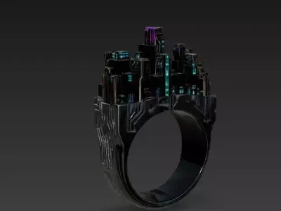 Neon Metropolis City Ring 3D Model Low-poly 3D model