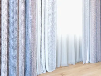 Curtains 38 Curtains with Tulle 3D model