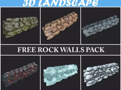 Free 3D Model Rock Walls Pack Free low-poly 3D model