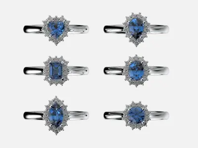 Cluster collection Women Wedding Band stl detail 3D print  3D print model