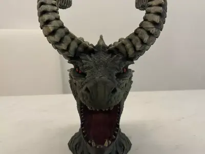 Dragon head  PS5 or PS4 controller and headphone stand 3D print model