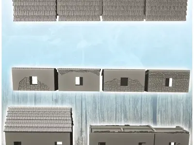 Set of western buildings of the Alamo Fort 3 - Cowboy USA Americ 3D print model