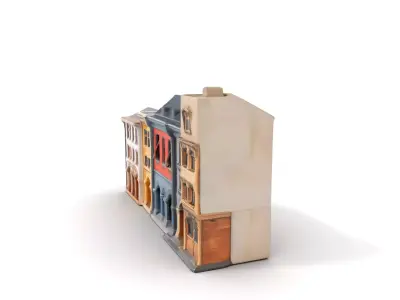 European Townhouse Facade model pack Low-poly 3D model