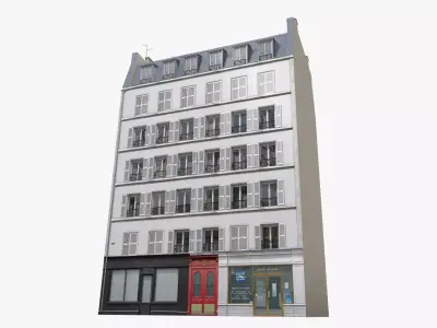 Old Paris House 005 Low-poly 3D model