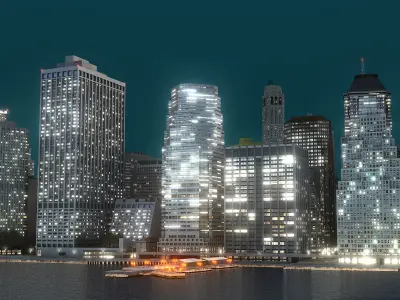  Manhattan Lower Tip Night Low Poly 