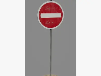 Road Sign 03 - Prohibited Way Low-poly 3D model