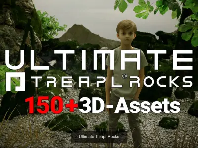 Animated Boy Boulders Pebbles and Moss Rocks Set 3D Model Pack