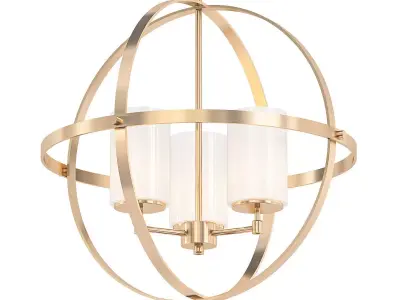 ALTURAS three light chandelier in brass with frosted glass 3D model
