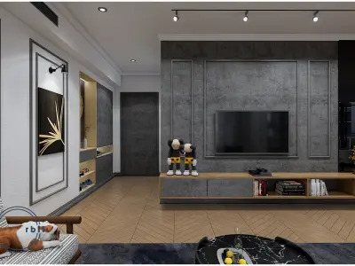 Apartment-Living and Dining Scene 3D model