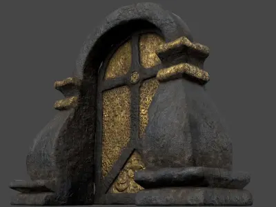 BlackStone Door with Ornaments Low-poly 3D model