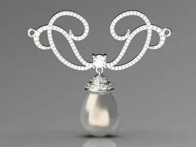 pearl and diamond woman jewelry necklace pp0042 3D print model