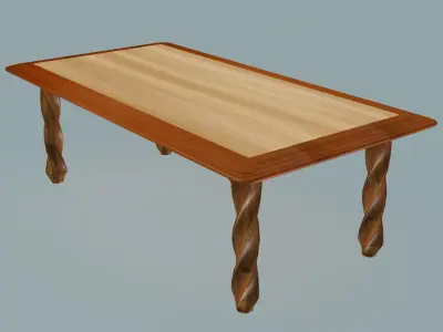 Spiral legs dining table Low-poly 3D model