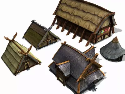 Viking Building Pack Low-poly 3D model