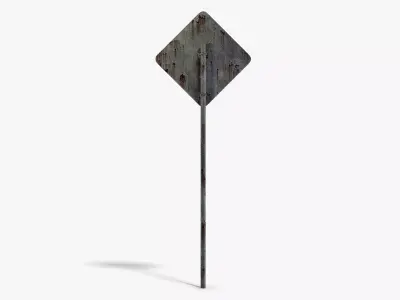 Damaged Crossing Sign Low-poly 3D model