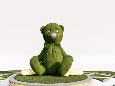 Topiary Teddy Bear Landscape Feature Low-poly 3D model
