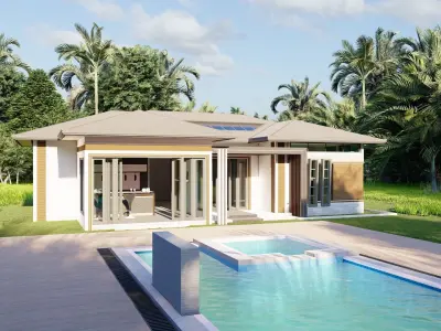Casa Scene-villa-modern house 3D model 24