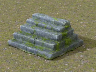 Stone staircase Low-poly 3D model