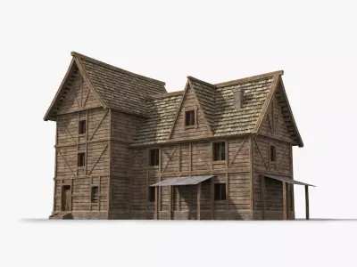 Medieval house x23 Low-poly 3D model