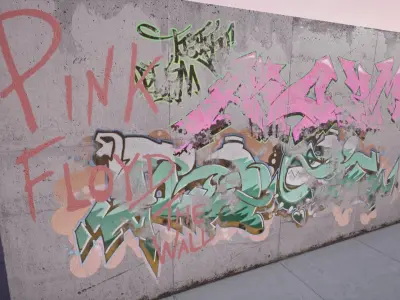 100 Procedural Graffiti for UE4 Low-poly 3D model