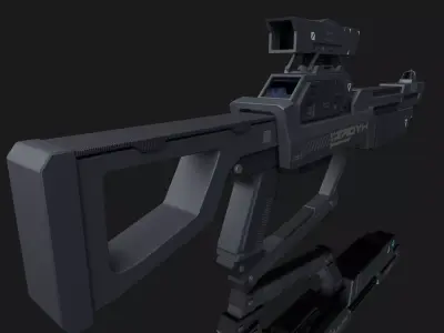 HYBRID Tactical Sci-Fi Rifle  Low-poly 3D model