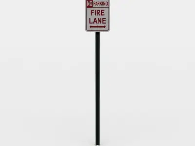 Fire lane sign small Low-poly 3D model