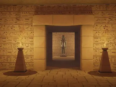 Egyptian Tombs with Pyramid Low-poly 3D model