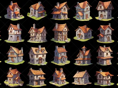 108 Transparent Stone House Home Hut Game Asset Texture