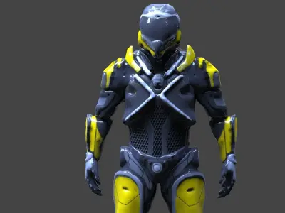 Cyborg suit Low-poly 3D model