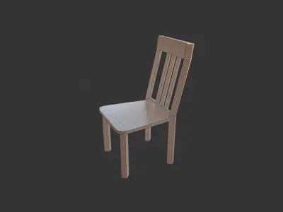 Old Wooden Chair PBR Low-poly 3D model