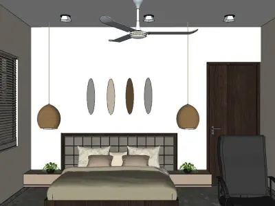Bedroom modern home office design Free 3D model