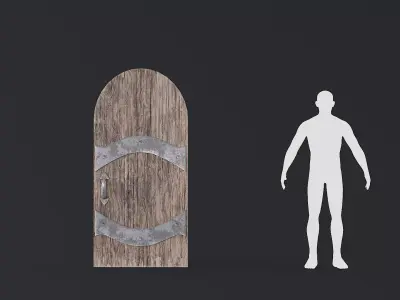 Medieval Door Arched 04 LowPoly Plus HP Low-poly 3D model