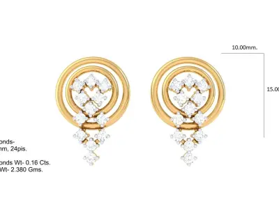 GemStone Diamond Light weight earring 44 3D print model