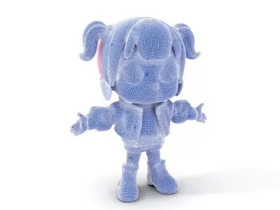 Chibi PinkHaired Girl Character Rigged and Animated Low-poly 3D model