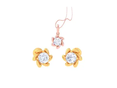 Solitaire Super Light Weight Earring Pendant Set 3D print model