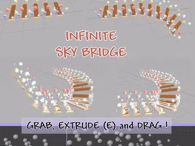 Infinite bridge generator - Sky Bridge - customizable model Low-poly 3D model