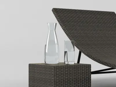Rattan Lounger 3D model
