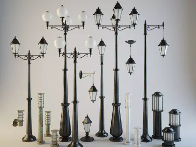 Street Lighting Set 3D model