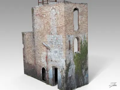 Abandoned building 01 Low-poly 3D model