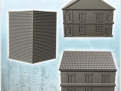 Colonial style house with tile roof 5 - Modern WW2 WW1 World War 3D print model